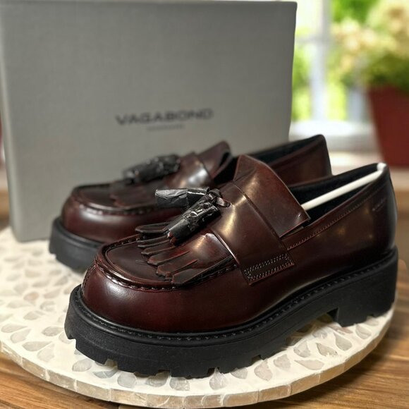 Vagabond Shoemakers Cosmo 2.0 Leather Tassel Lug Loafer Dark Bordo Women EU 40 - Picture 3 of 16
